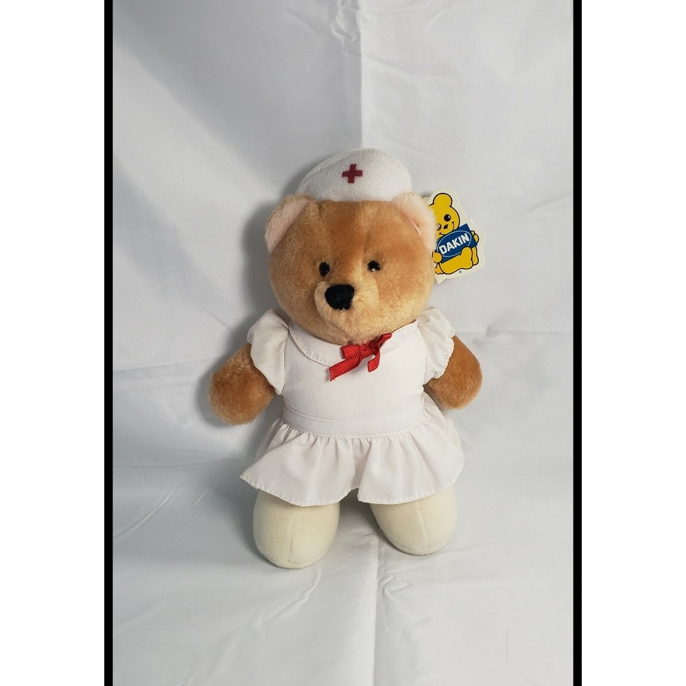 Vintage 1985 Nature Babies Dakin Nurse Nancy Teddy Bear 8" Tall With Tag